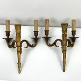 Pair of gold bronze wall ligt old or Empire Carquois Fleche Lucien Gau Paris