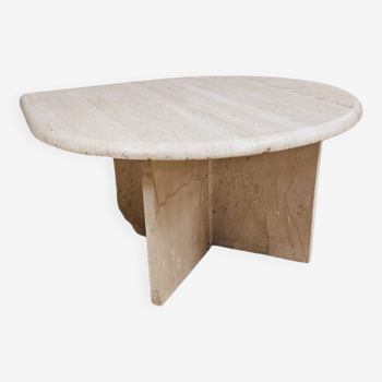 Teardrop travertine coffee table