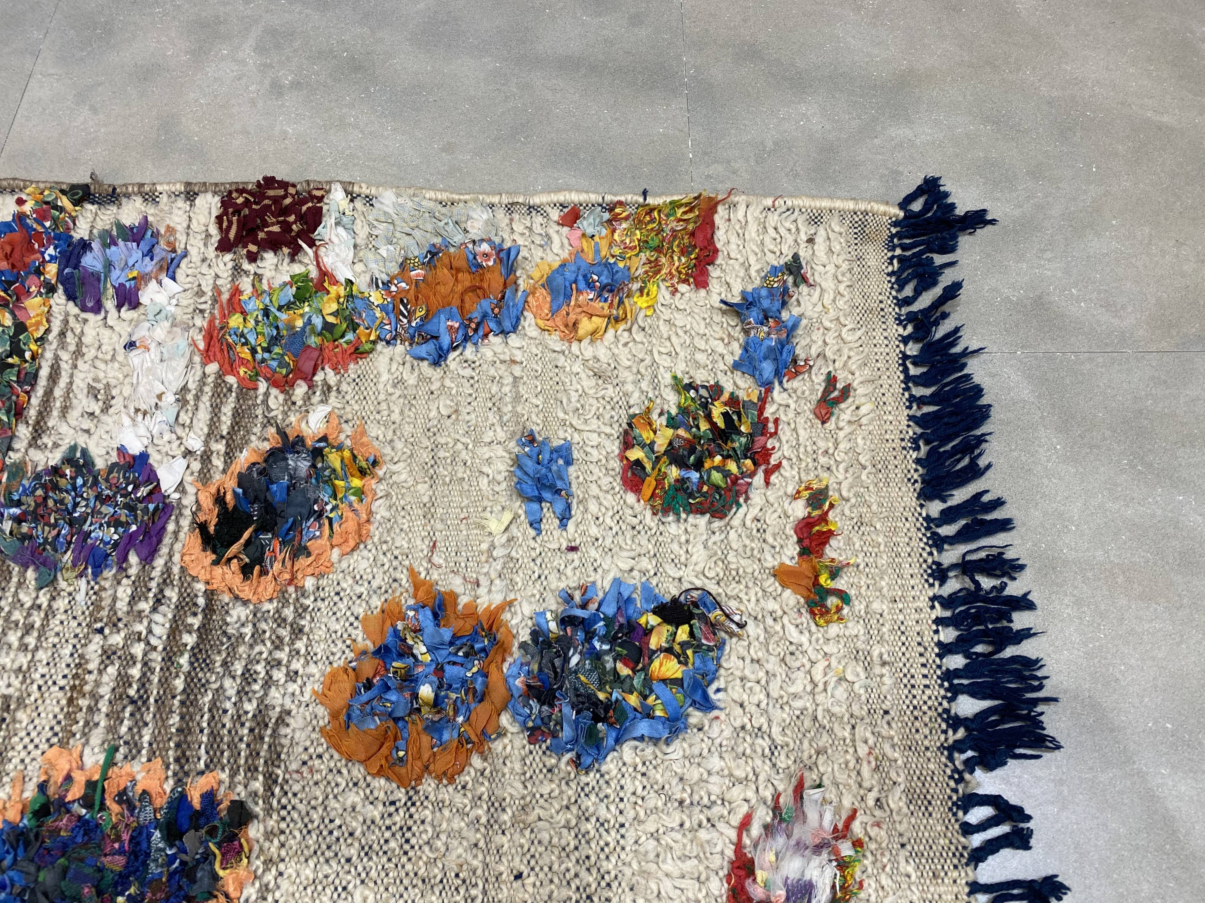 Multicolor carpet in boucherouite fabric 131x197cm