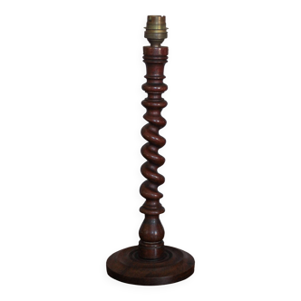 Wooden lamp, vintage turned wood lamp base, twisted wood table lamp