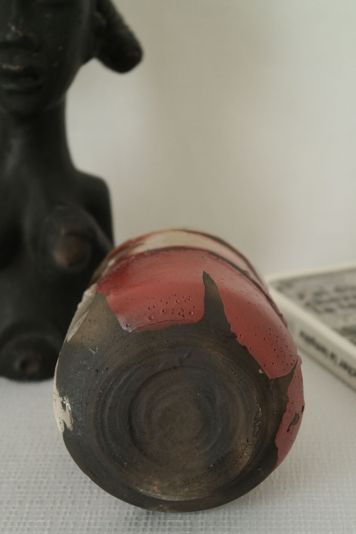 Polychrome raku vase