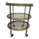 Serving cart, shelf, three-tier metal and glass trolley
