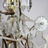 Lustre en laiton et pampilles polies de France vers les années 1920