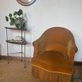 Vintage mustard yellow velvet toad armchair