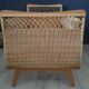 Restored vintage wooden and rattan basket baby bed