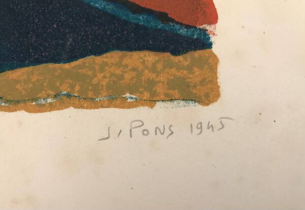 Nu,1945, lithographie originale, Jean Pons 1913-2005