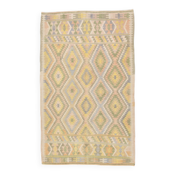 Tapis Kilim Vintage Laine Fait Main, Bohème, Motifs Géométriques, 149X247Cm