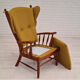 Danish high-backed ear flap chair, 1960s, reupholstered, solid oak, furniture wool