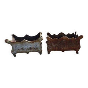 2 cast iron planters from 1900 in Rococo style, Charleville - Mézières