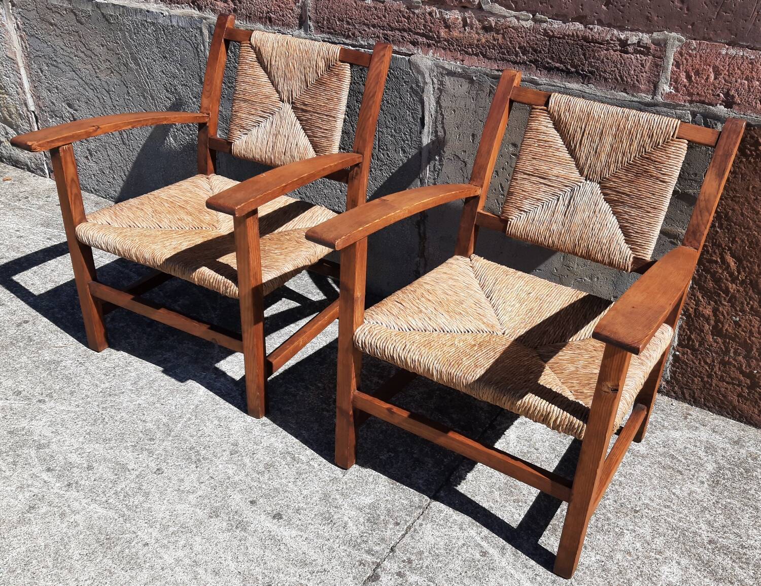 Paire de fauteuils paille (Josep Torres Clavé, 1936)