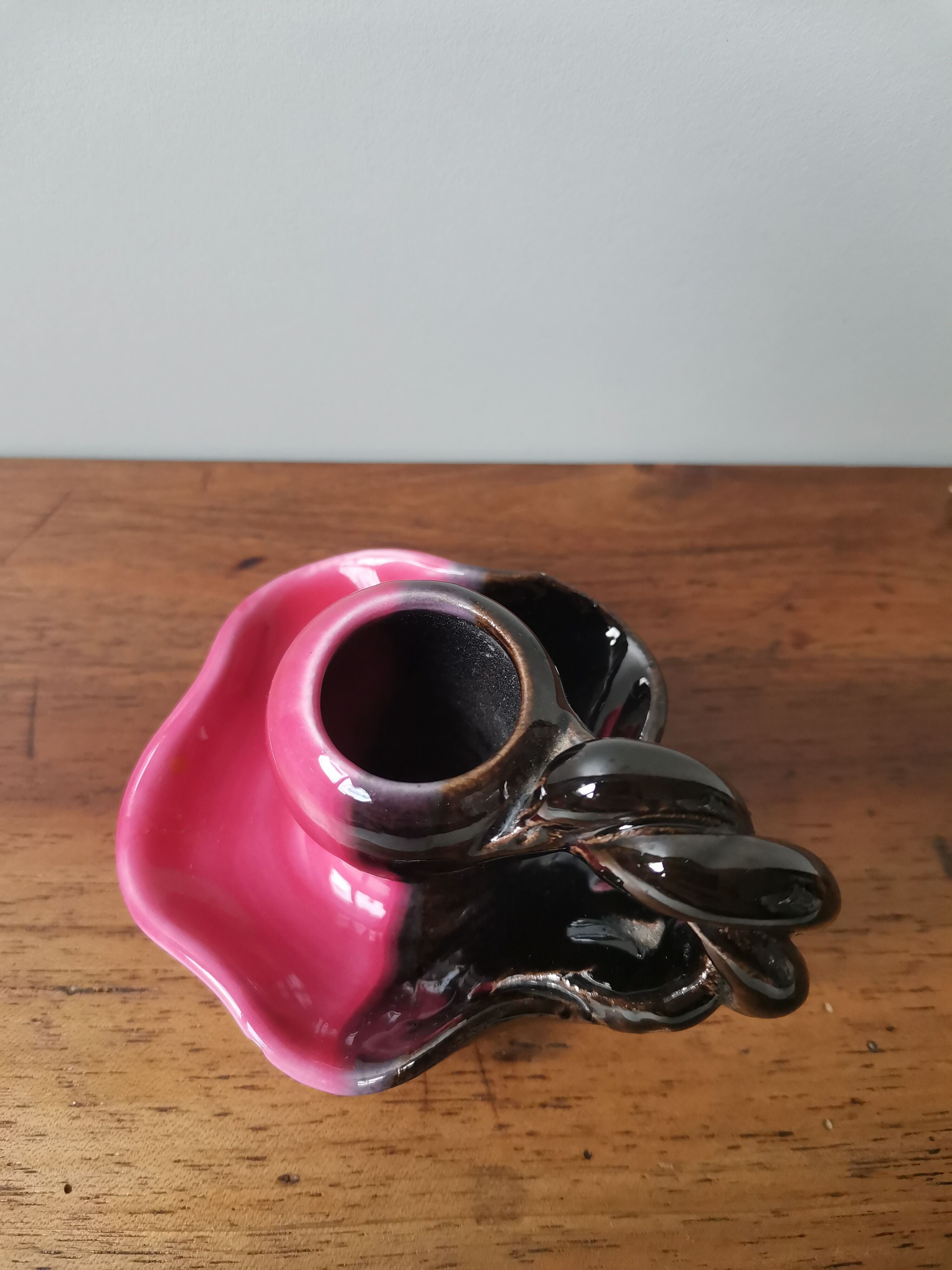 Slip ceramic candle holder signed vallauris