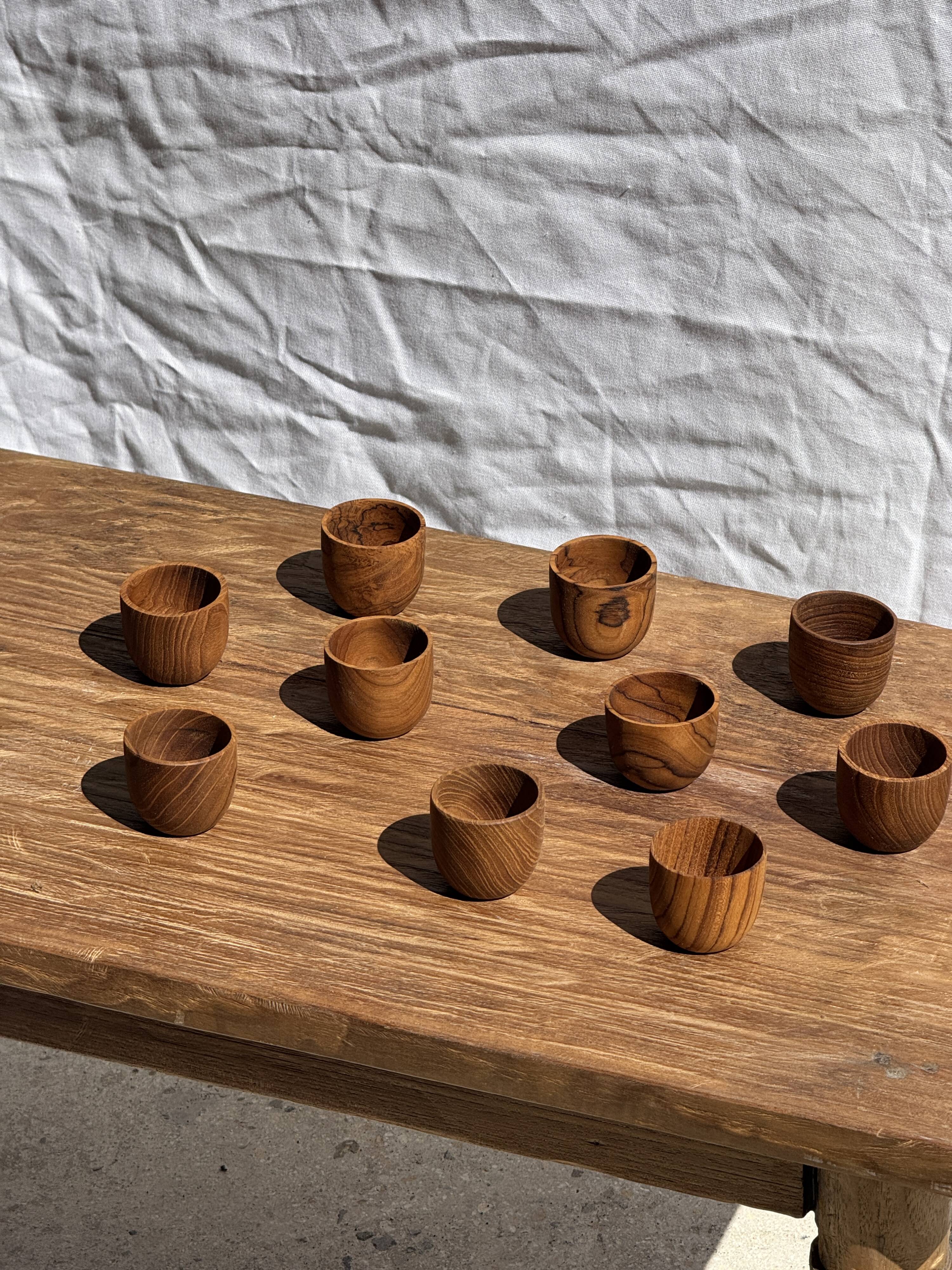 Mini cup, saucer or egg cup in teak H5 D5