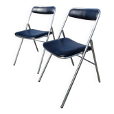 Set of 2 vintage folding chairs by the brand Souvignet.