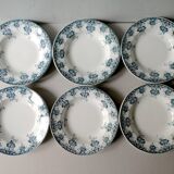 Set of 6 hollow plates, floral decor blue/green