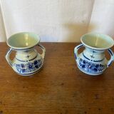 Pair of Antique DELFT White Porcelain Vases with Blue Decor Vintage