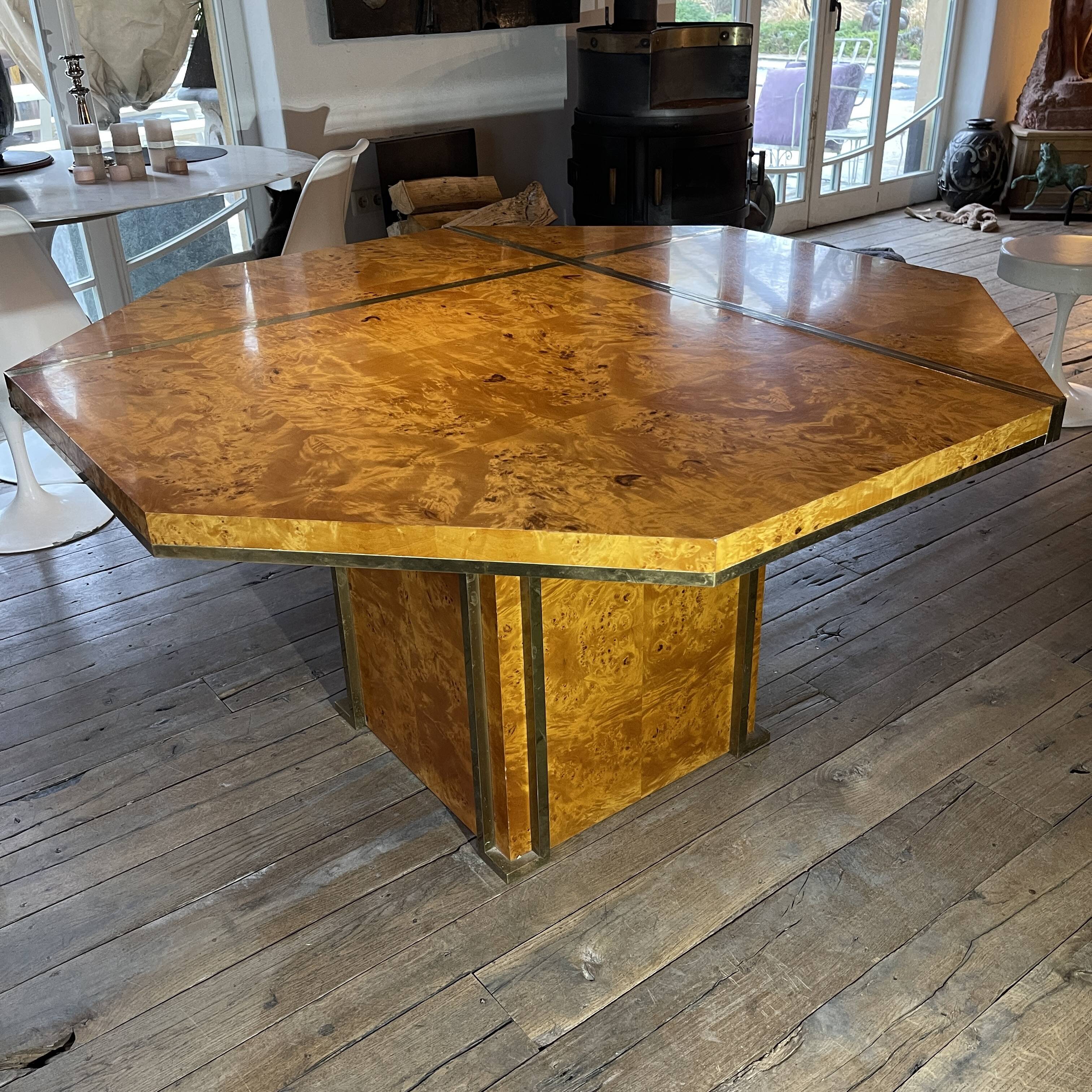 JEAN-CLAUDE MAHEY, Hollywood Regency dining table, extension leaves included.