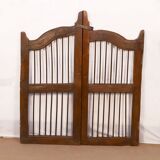 Old Burmese teak gate with openwork wrought iron panels
