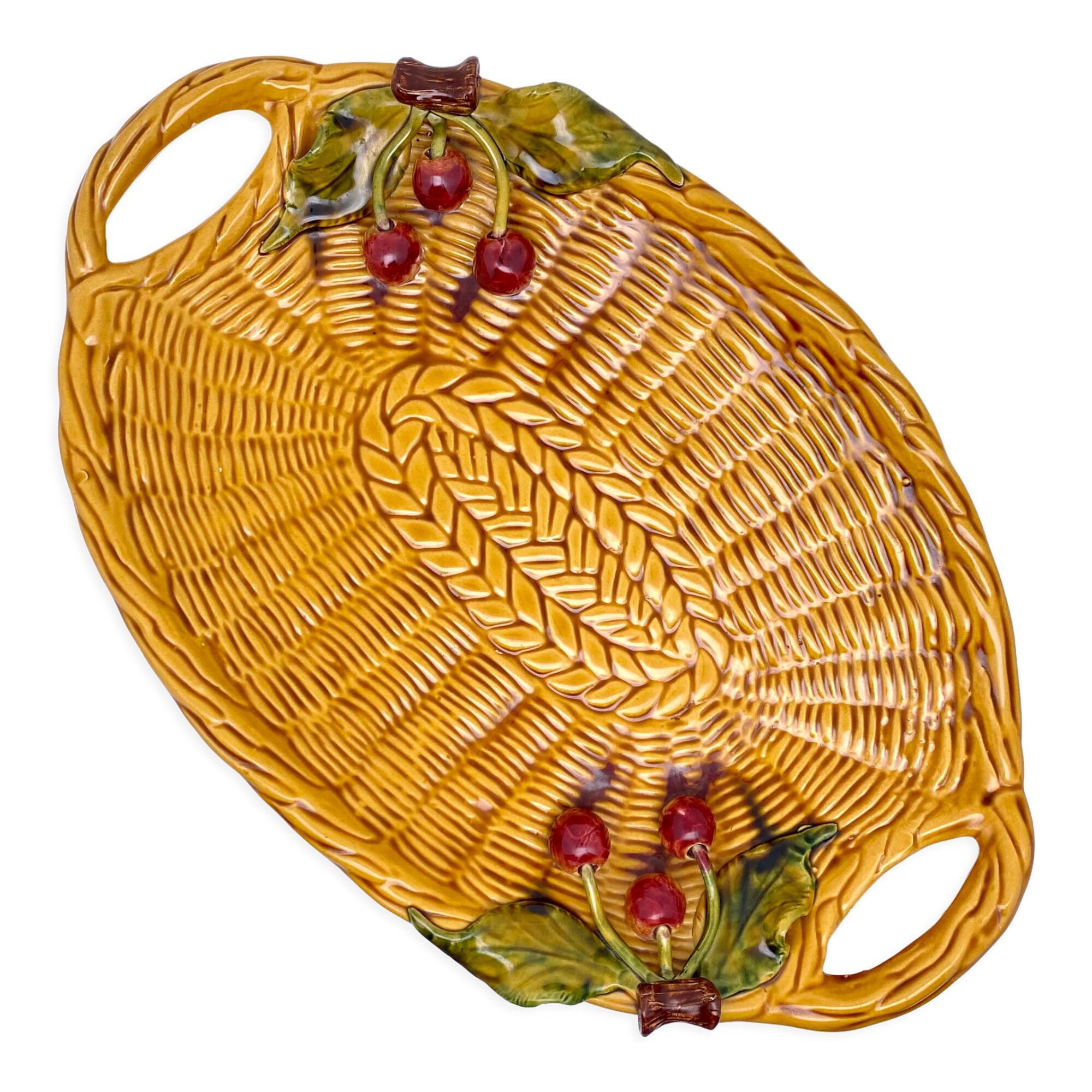 Decorative basket-shaped dish with Cherries