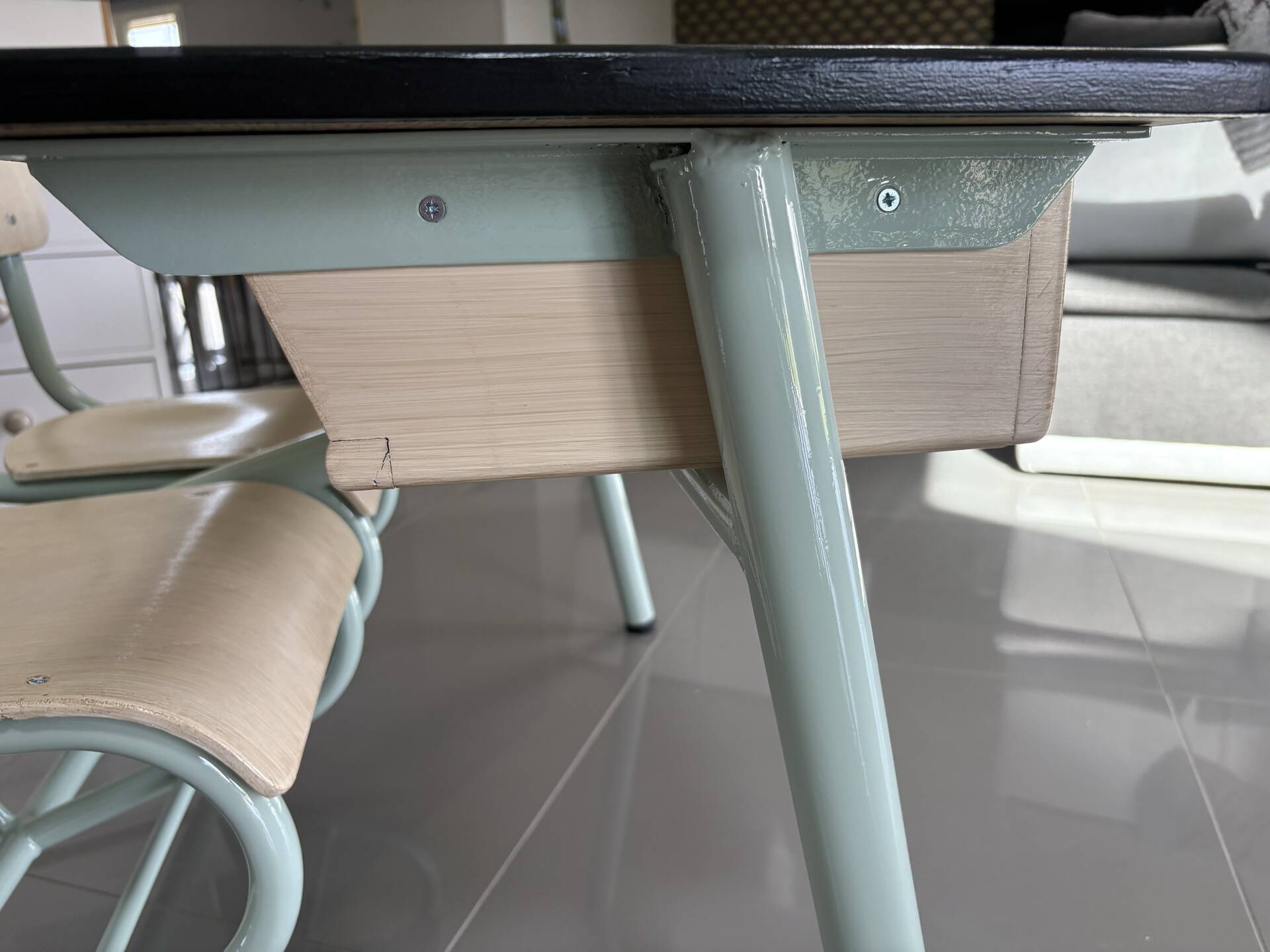 Vintage school desk for 2, fully renovated – Slate top
