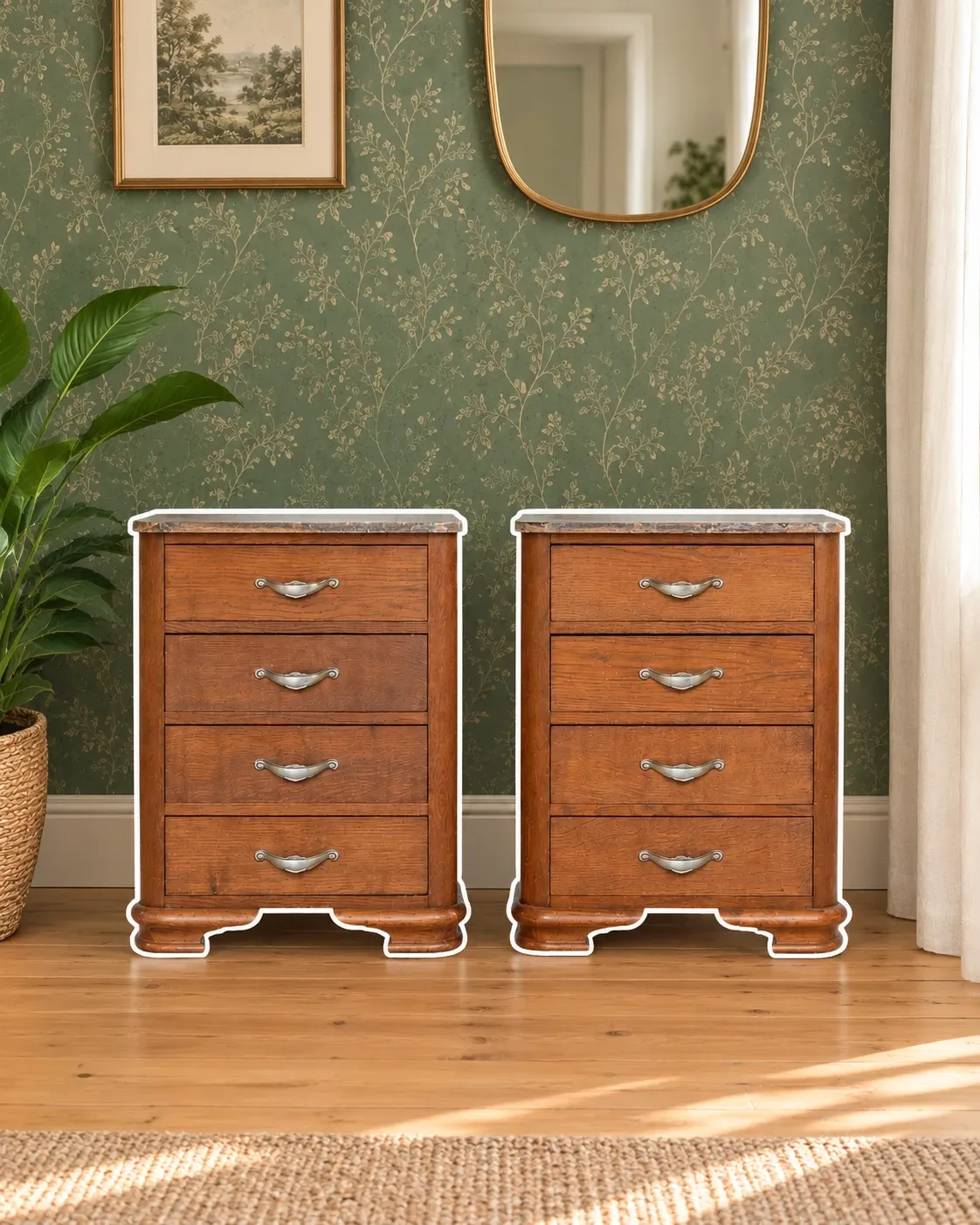 Vintage bedside table in Empire / Art Deco style