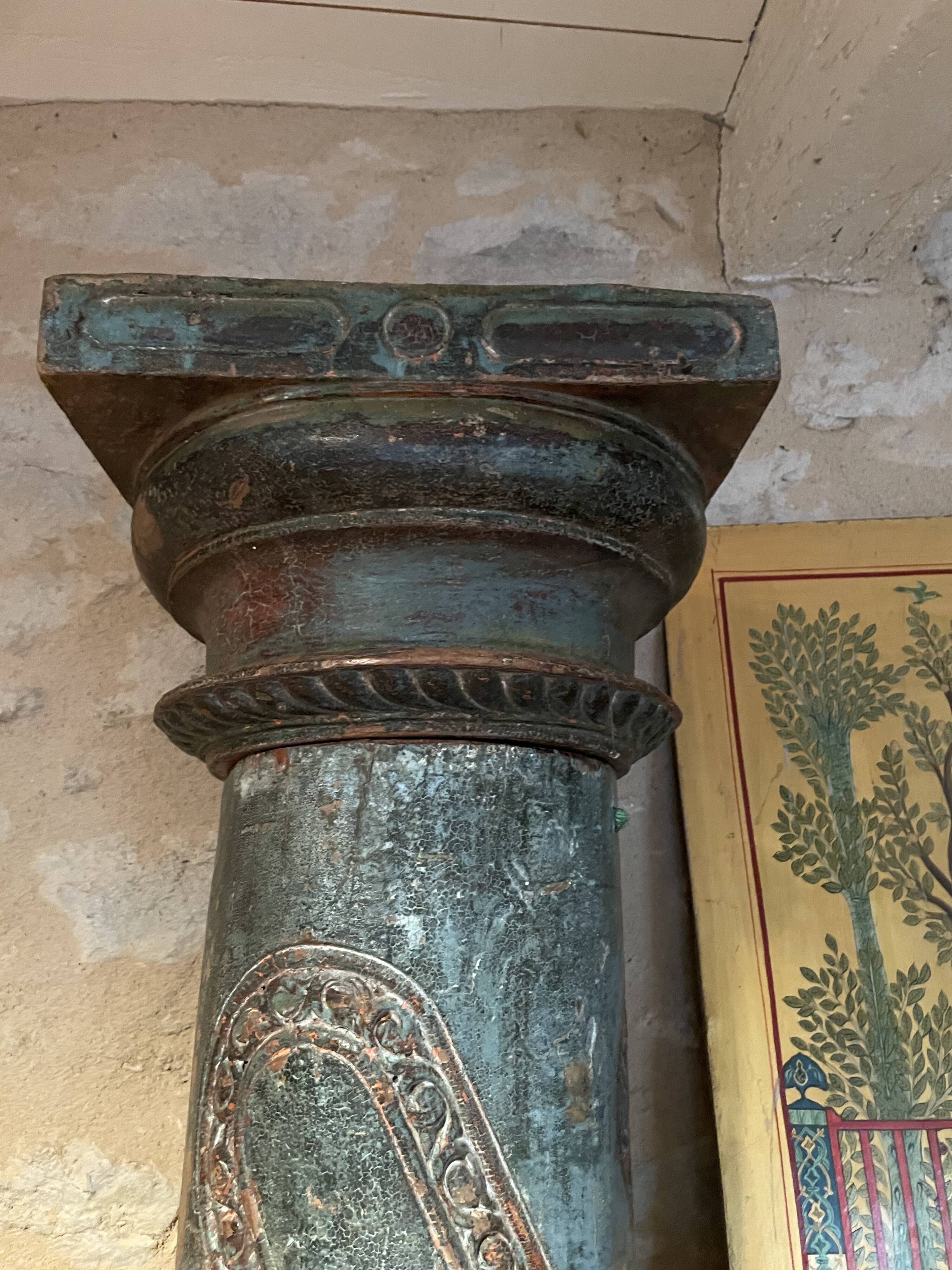 Carved wooden column