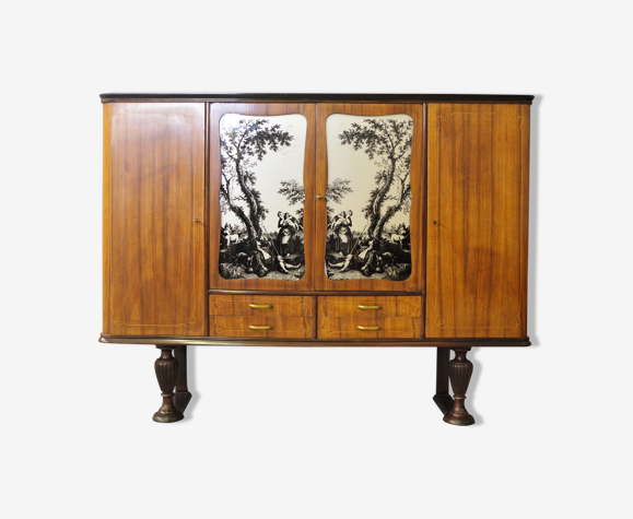 Buffet plaqué en bois de cerisier, années 50