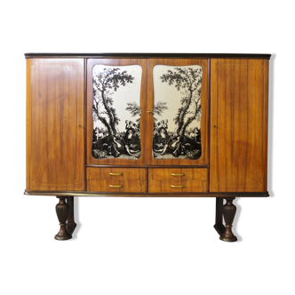 Cherry wood veneered sideboard, 50s