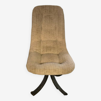 Swivel armchair beige velvet fabric