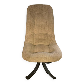 Swivel armchair beige velvet fabric