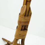 Rare mid century tripod floor lamp bamboo rattan 50s hawaii tiki era 3 shades