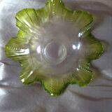 Abat-jour de verre clair & vert opalescent