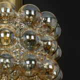 Large amber bubble glass pendant by Helena Tynell for Limburg, Germany, 1970s.