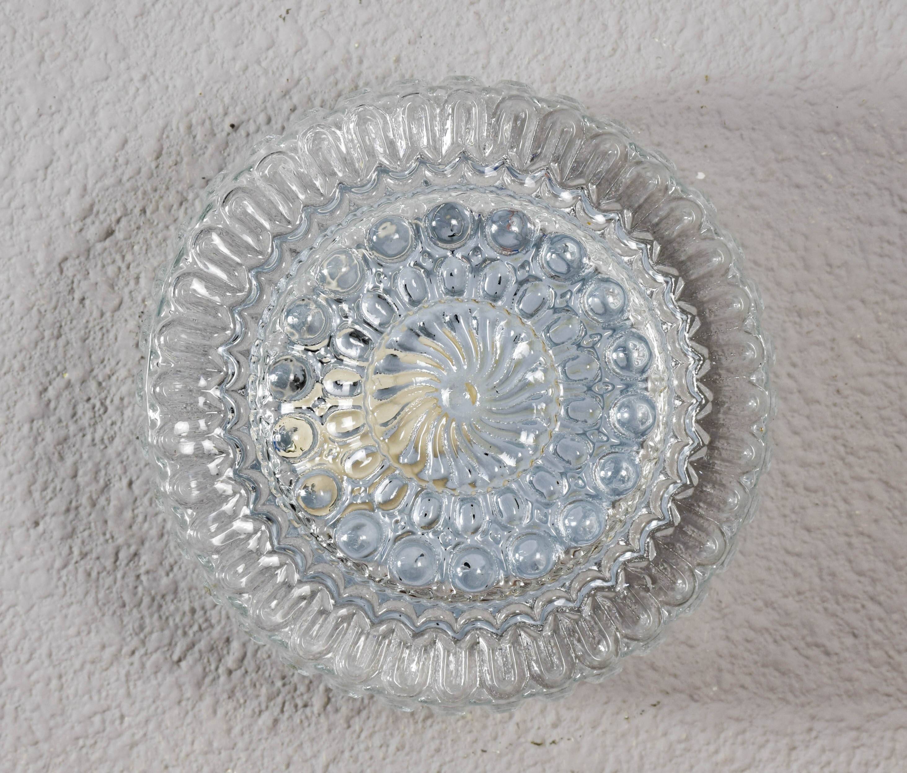 Mid Century Modern Germany Cut Glass Flush Mount or Sconce 60s