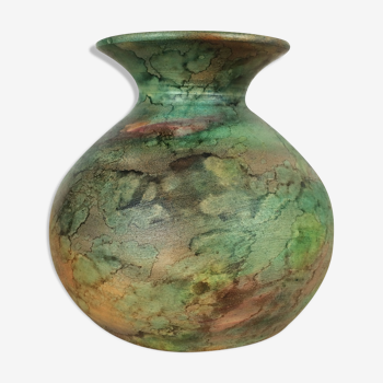 Vase boule céramique verte vintage