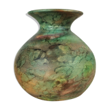 Vintage green ceramic ball vase