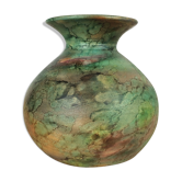 Vintage green ceramic ball vase