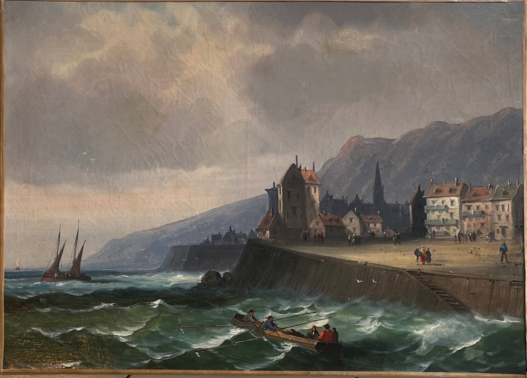 Tableau HST marine attributed to Charles Euphrasie Kuwasseg, 19th century.