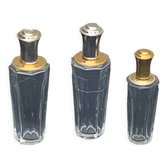 Three bottles of crystal perfume signed Marcel Rochas old france