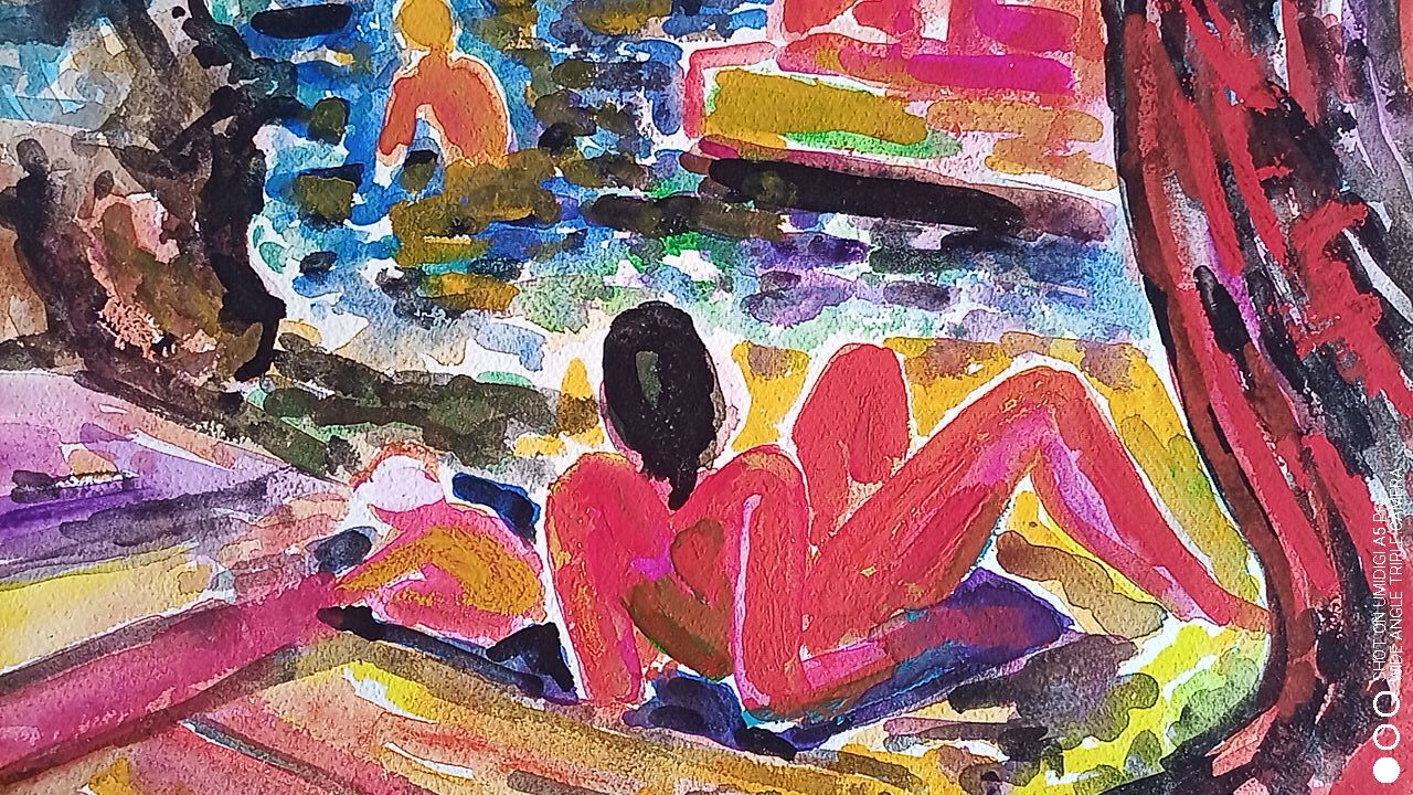 Pierre Lacroux (1909-1993) Gouache - 24 x 32 cm - Reclining Nude - October 85