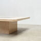 George Mathias square travertine and brass coffee table