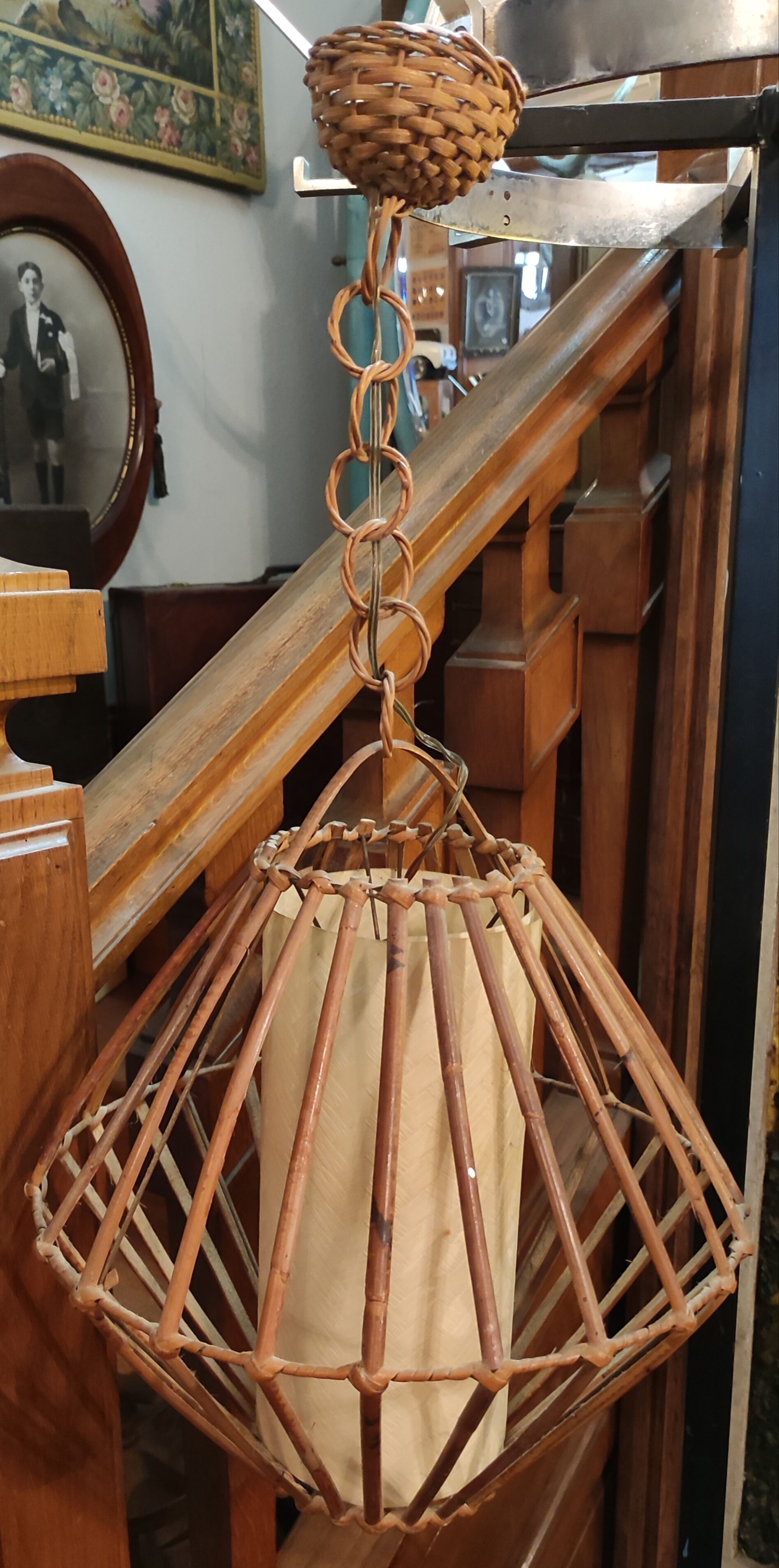 Pair of rattan suspensions 1960s-1970s