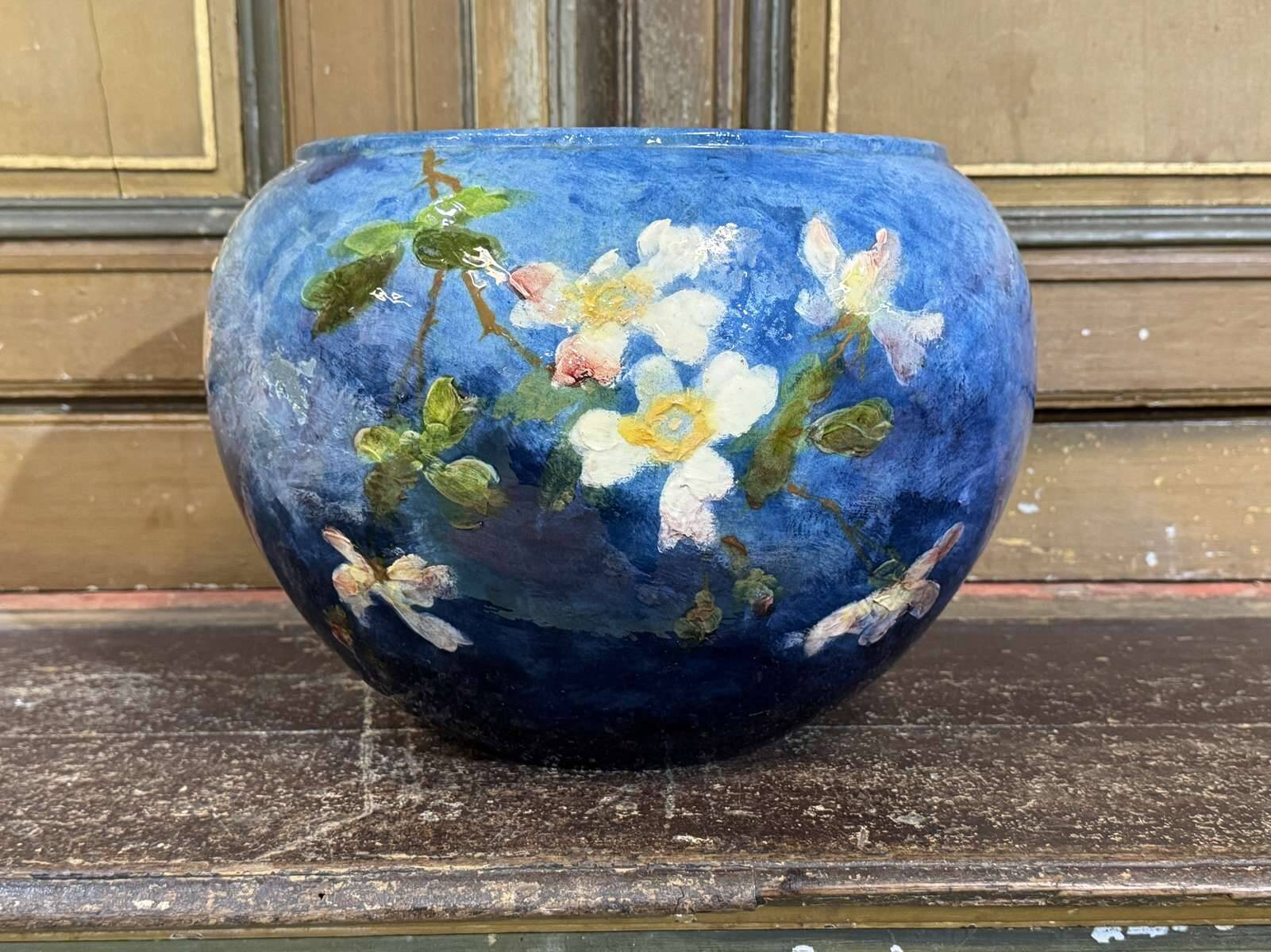 Cache pot XIXème à décor impressionniste