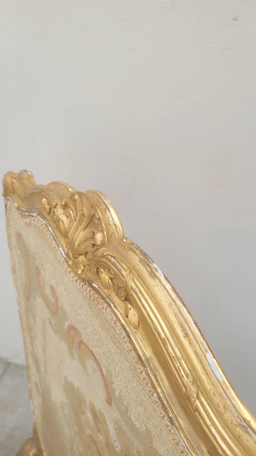 Louis xv style fireplace screen fire screen in gilded wood 19th century tapestry