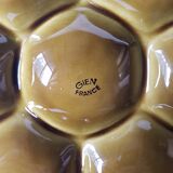 7 vintage oyster plates in Gien olive green dabbling