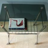 Vintage chrome and smoked glass wheeled dessert