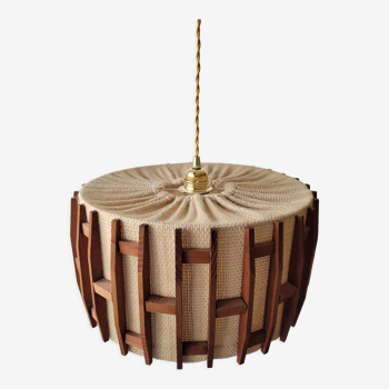 Suspension scandinave en bois et toile de jute