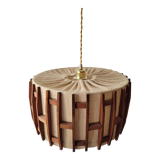 Scandinavian pendant lamp in wood and burlap