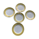 6 small plates with yellow borders and floral pattern gold antiques
