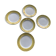 6 small plates with yellow borders and floral pattern gold antiques