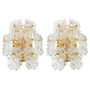 Magnificent pair of crystal wall lights by Kinkeldey, Germany, 1970s.